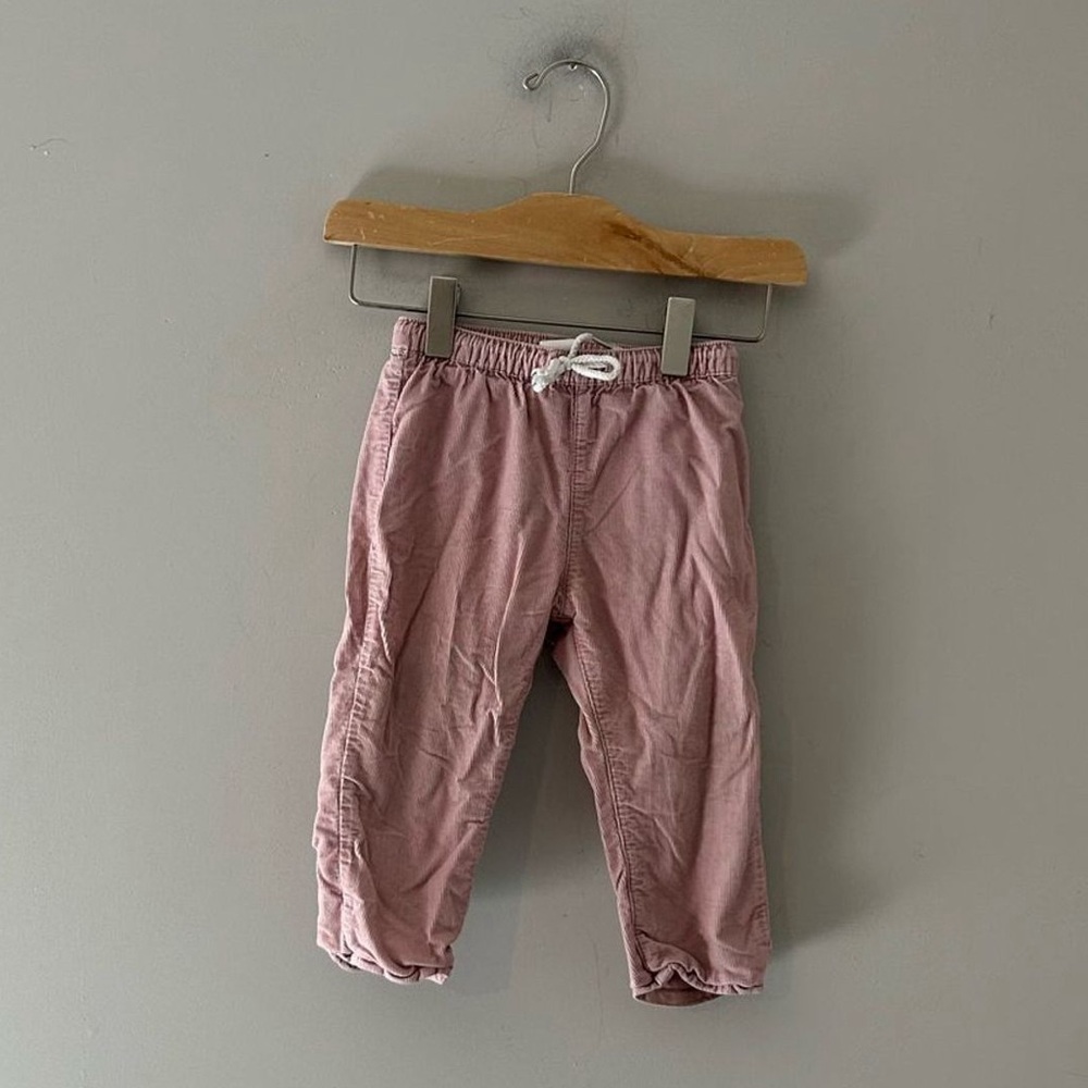 $11 ADD ON H&M Pants Lined Corduroy Pink Pants Girls Winter Fleece warm 12-18m